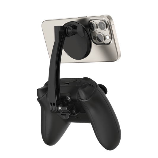 Back view of the Mechanism Phone Mount connecting an Iphone to an Xbox controller